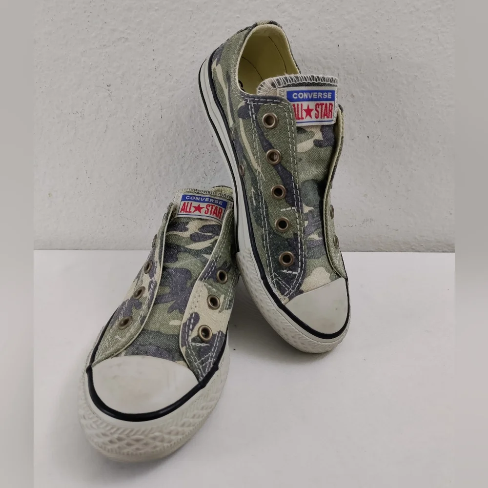 Converse Kids Camo Slip-On Sneakers - Green, Olive, Black